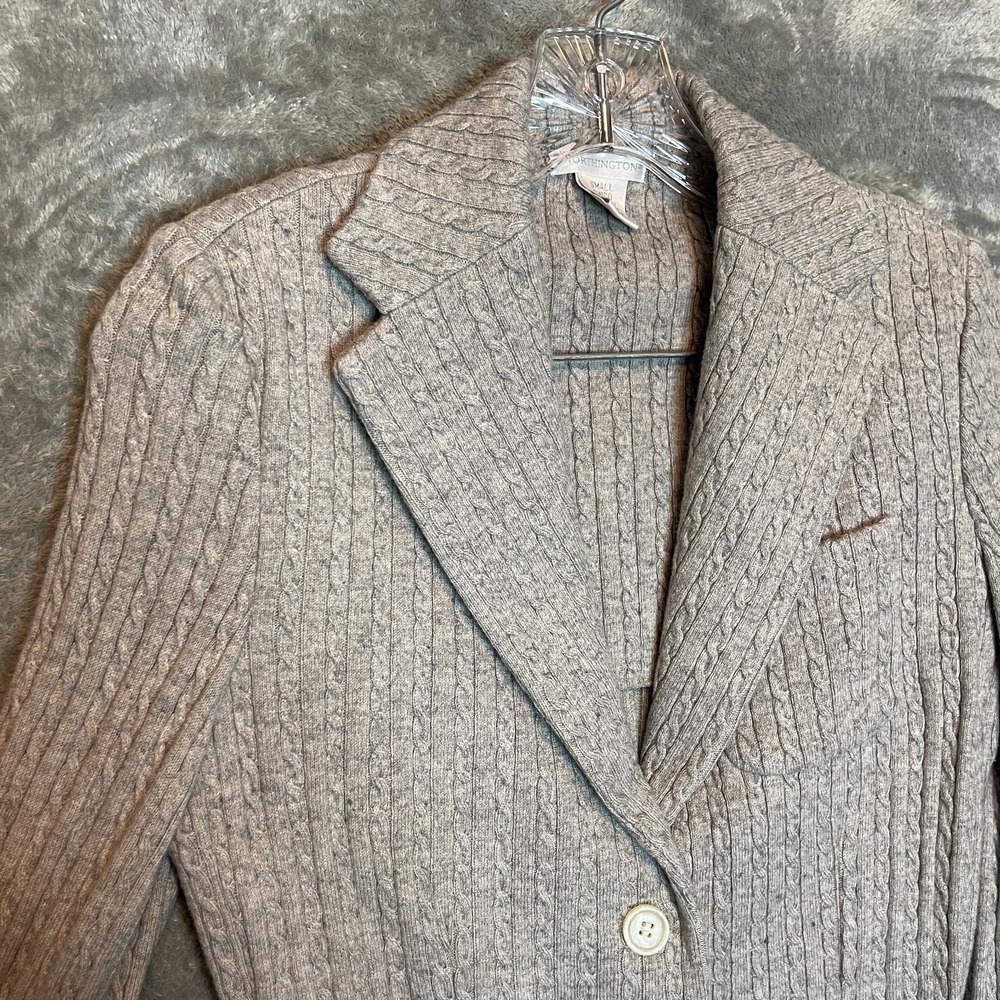 Worthington Women Cable Knit Cotton Wool Blazer Small Preppy Academia Old Money